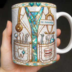 Personalized Essential Dental Tools Mug With Name | Unique Dentist Appreciation Gift For Dental Professionals