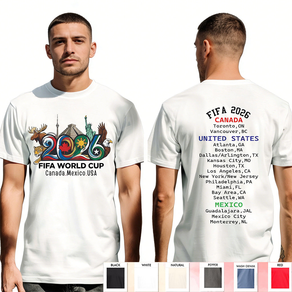 Host City Soccer World Cup 2026 Unisex T-Shirt With USA Canada Mexico Flag - Tournament Souvenir Gift For Fans