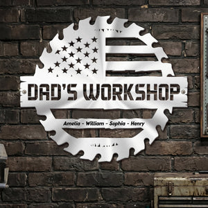 Personalized Saw Blade Metal Sign With Family Member Names | Father's Day Gift For Dads & Grandpas