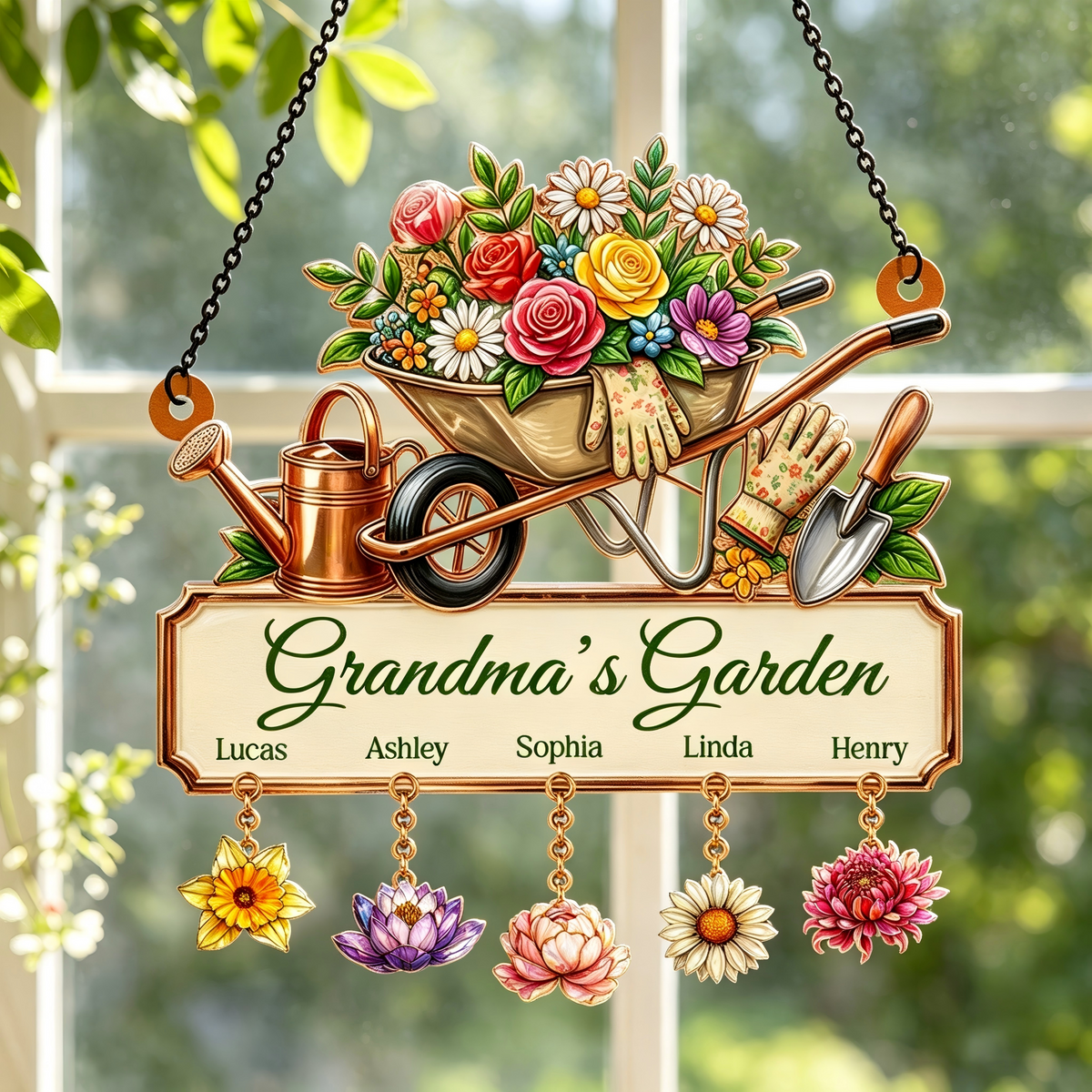 Personalized Garden Acrylic Suncatcher With 1-6 Birth Flowers & Names |  Mother’s Day Gift For Grandma