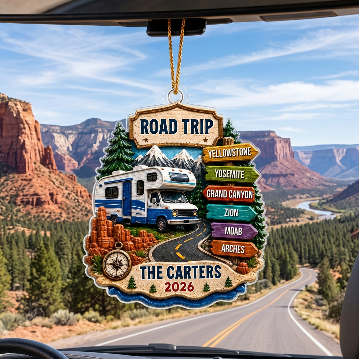 Personalized Name Christmas Ornament - Trending Road Trip Travel Adventure For Family Keepsake