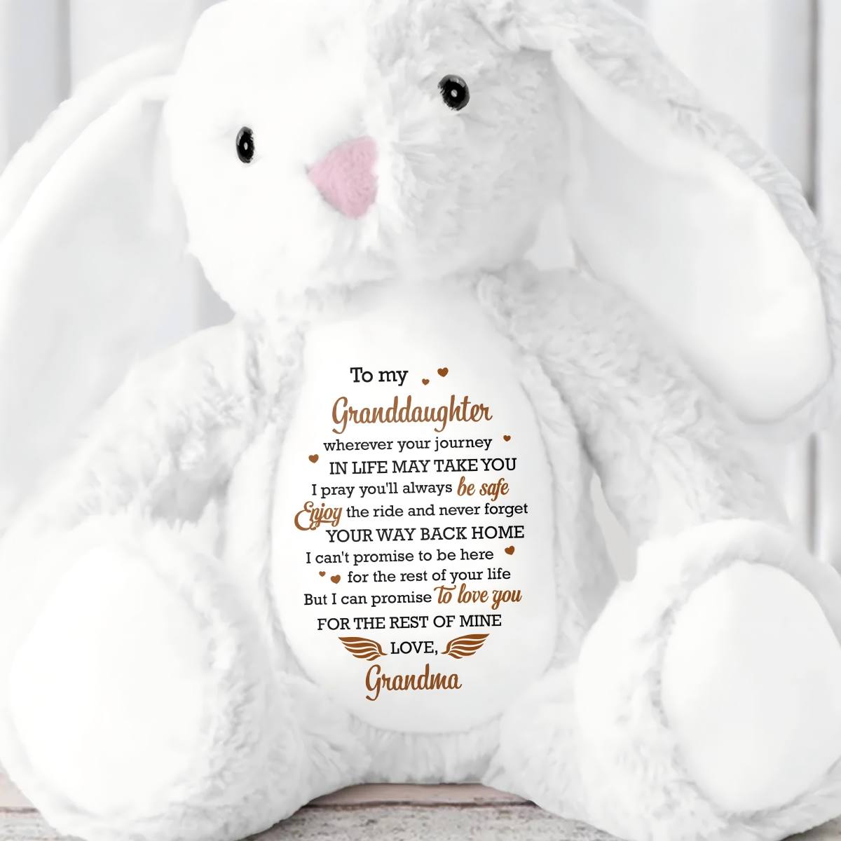 Personalized To My Granddaughter Love Promise Stuffed Bunny With Names & Color | Meaningful  Birthday Gift For Granddaughters
