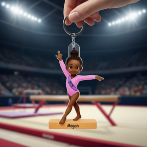 Personalized Bright Cute Girl Gymnastics Acrylic Keychain With Name & Icons & Year - Meet Day Gift Backpack Charm For Gymnastic Daughters