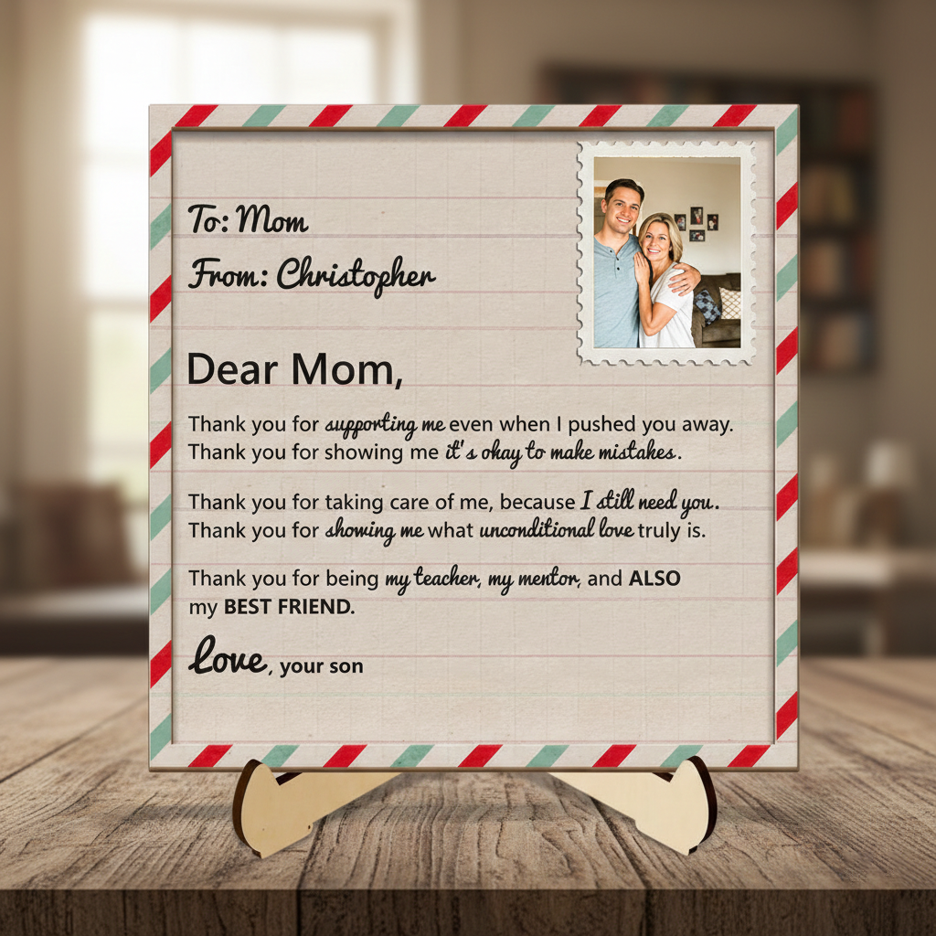 Personalized Double-Layered Handcrafted Wooden Plaque With "Unspoken Words" Quote & Name - Birthday Mother’s Day Gift For Mom