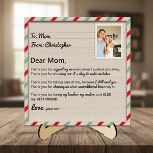 Personalized Double-Layered Handcrafted Wooden Plaque With "Unspoken Words" Quote & Name - Birthday Mother’s Day Gift For Mom