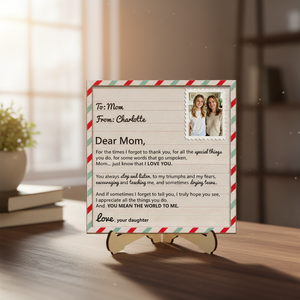 Personalized Double-Layered Handcrafted Wooden Plaque With "Unspoken Words" Quote & Name - Birthday Mother’s Day Gift For Mom