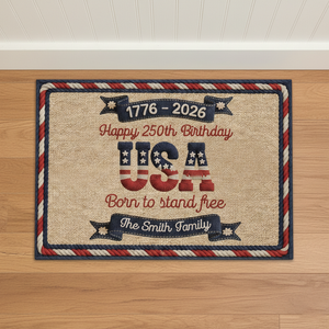 Personalized USA 250th Semicentennial Welcome Doormat With  Family Name & Qoute - 2026 Independence Day Commemorative Gift For Home