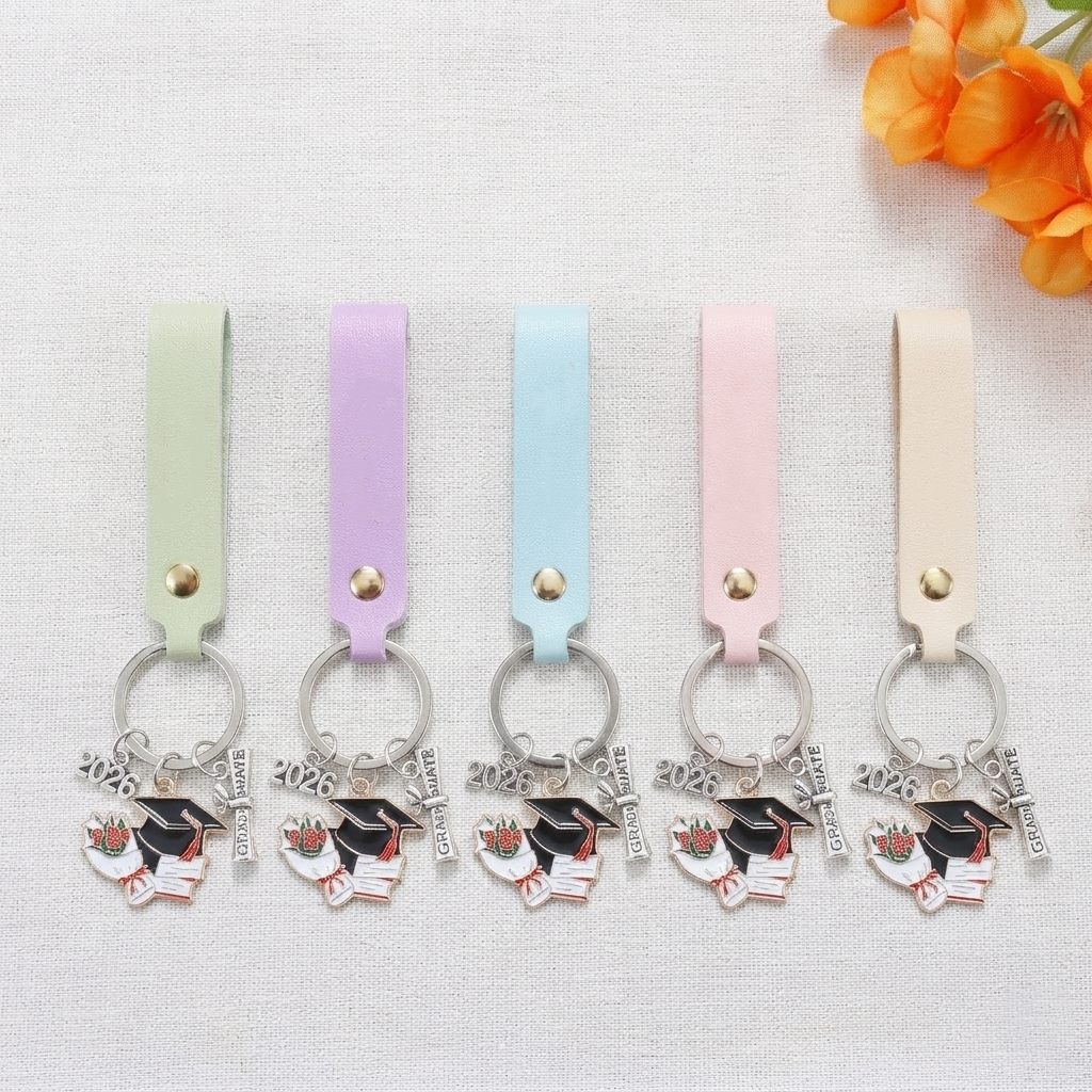 Personalized Leather Keychain With Name - Creative Graduation Keychain Gift For Her