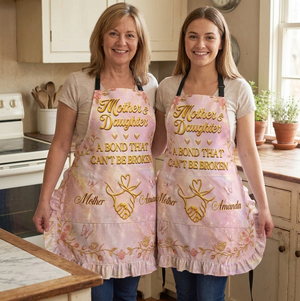 Personalized Vintage Ruffled Kitchen Apron With Mother & Daughter Names - Mother's Day Gift For Her