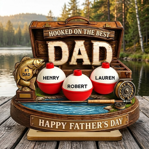 Personalized Dad Fishing Lake Scene 3D Effect Wooden Plaque - Father's Day Gift For Fishing Lovers