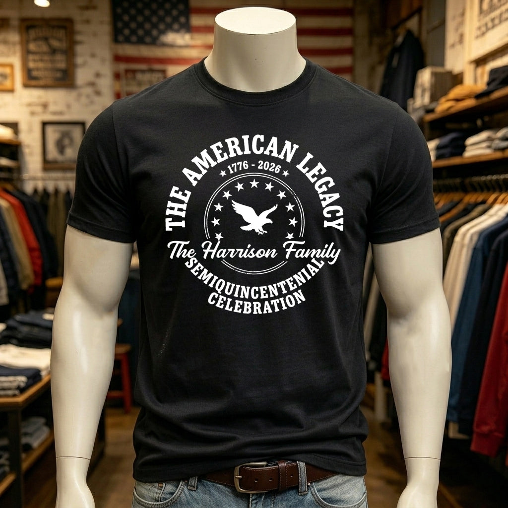 Personalized Vintage "The American Legacy" Tee With Eagle - Independence 250th Gift For Family