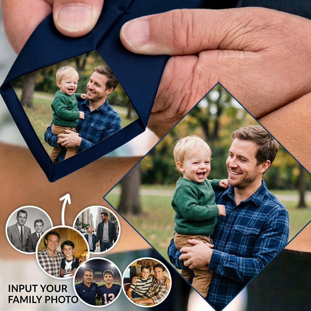 Custom Soft Fabric Photo Tie Patch Father's Day Surprise For Dad & Husbands