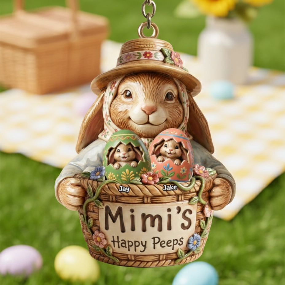 Personalized Bunny Easter Eggs Keychain With Family Names & Egg Color - Creative Mother's Day Easter Egg Hunt Gift For Mom & Grandma