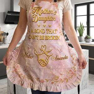 Personalized Vintage Ruffled Kitchen Apron With Mother & Daughter Names - Mother's Day Gift For Her