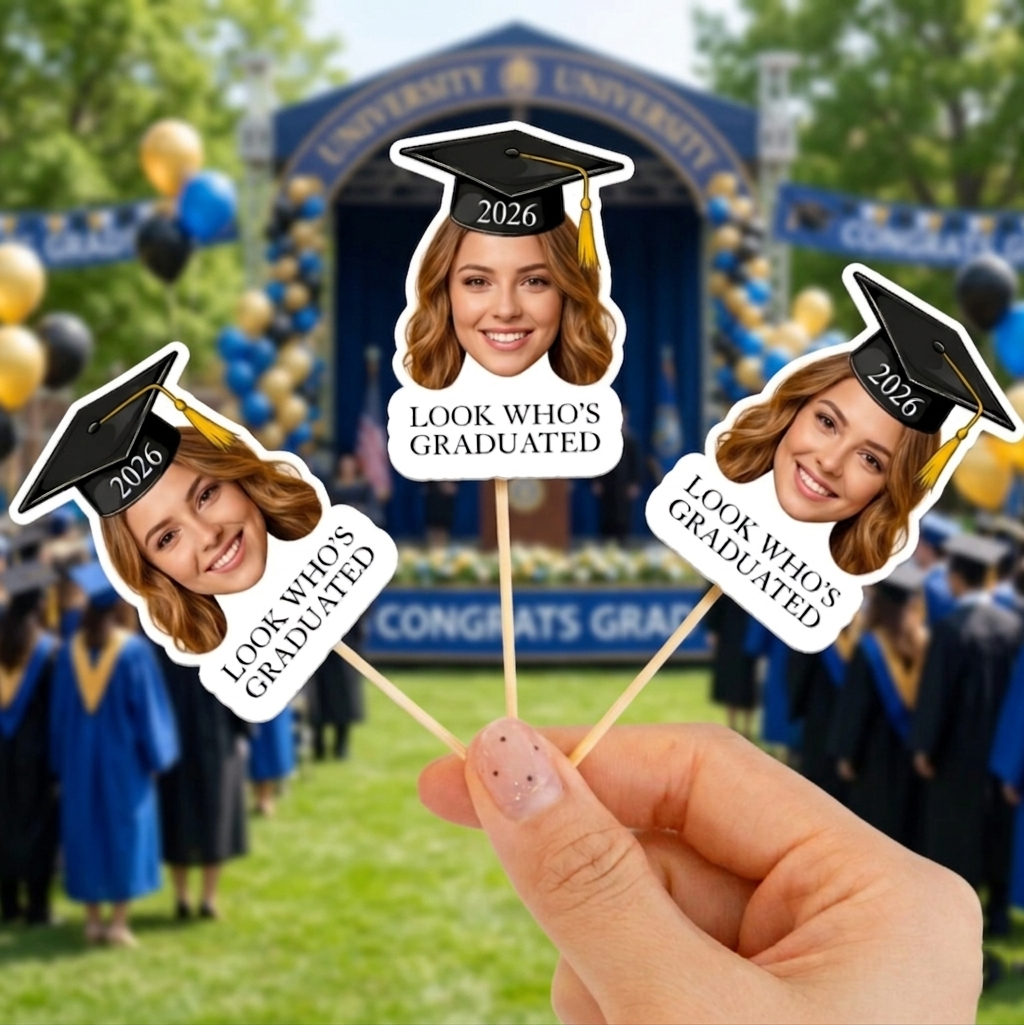 Personalized "Class Of 2026" Cupcake Toppers With Photo - Graduation Party Decor For High School