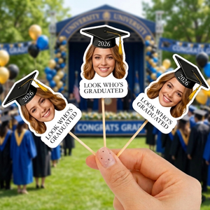 Personalized "Class Of 2026" Cupcake Toppers With Photo - Graduation Party Decor For High School