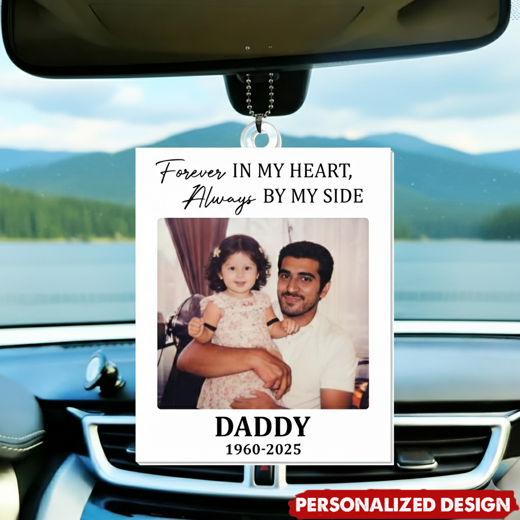 Personalized "Forever In My Heart" Car Hanging Ornament With Photo & Name & Year | Heartfelt Memorial Gift For Loss Of Loved One
