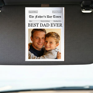 Personalized "The Dad Times" Newspaper Style Car Visor Clip With Photo - Father's Day Gift For Dad