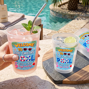 Personalized Pool Name Pool Party Plastic Cups With Relax Swim Laugh And Play - Summer Party