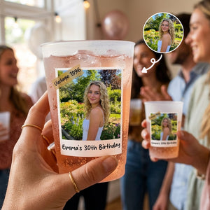 Personalized Photo Birthday Plastic Cups With Polaroid Photo Frame For Party