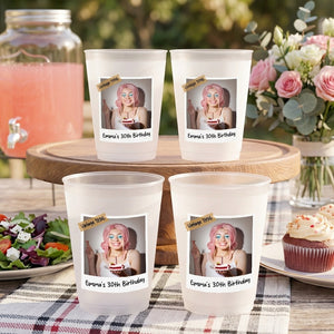 Personalized Photo Birthday Plastic Cups With Polaroid Photo Frame For Party