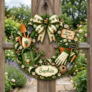 Personalized Name Wood Sign - Grow With Love Bloom For Gardener Gift
