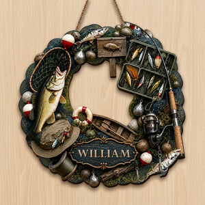 Personalized Name Fishing Wooden Door Sign - A Life Spent Fishing For Lake House Bass Decor