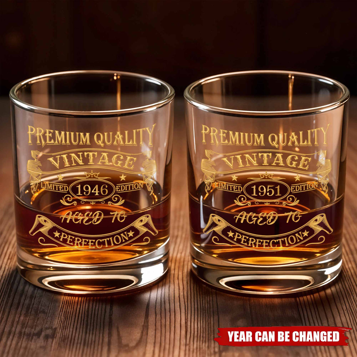 Personalized Premium Quality Vintage Whiskey Glass With Year | Unique Birthday Father's Day Gift For Dad & Grandpa