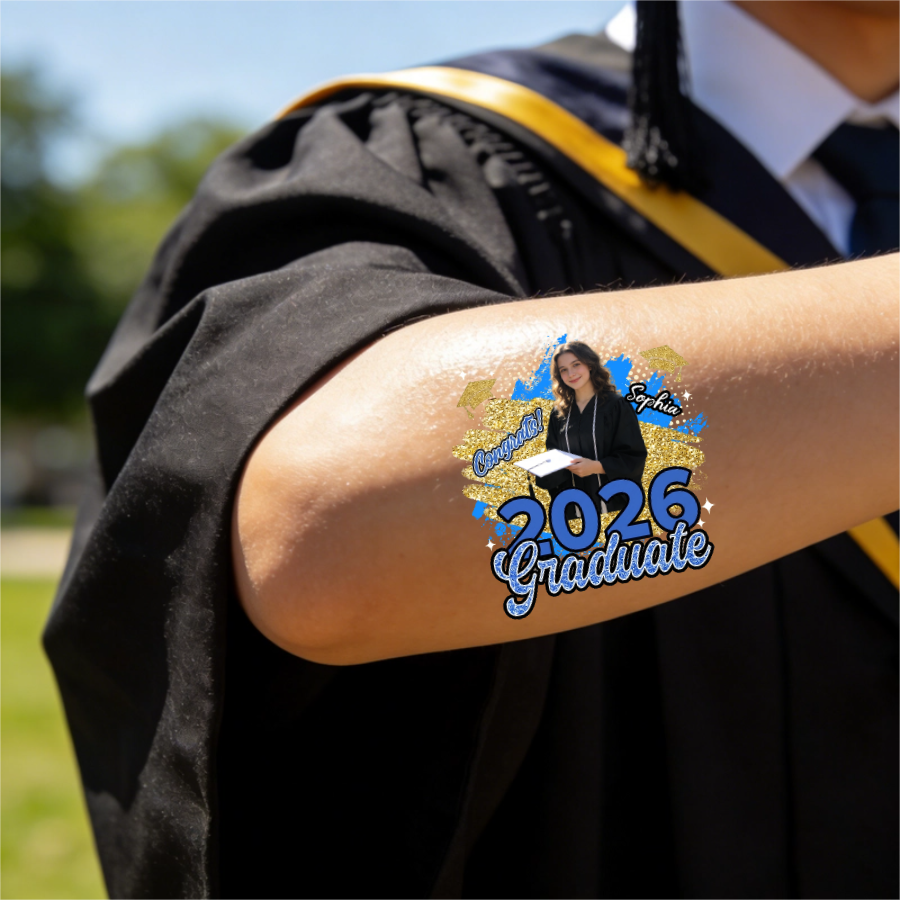 Customized Vibrant Style Fake Tattoo Sticker With Name - Graduation Ceremony Keepsake For Seniors
