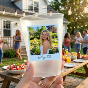 Party Cup Birthday Favor - Personalized Polaroid Style Cup With Photo For Her & Him