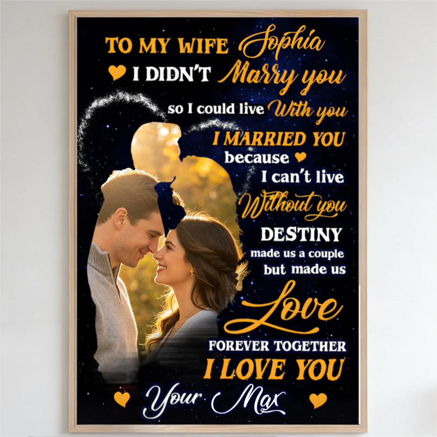 Personalized Night Sky Couples Silhouette Canvas Poster With Name - Anniversary Gift For Wife