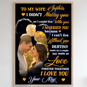 Personalized Night Sky Couples Silhouette Canvas Poster With Name - Anniversary Gift For Wife