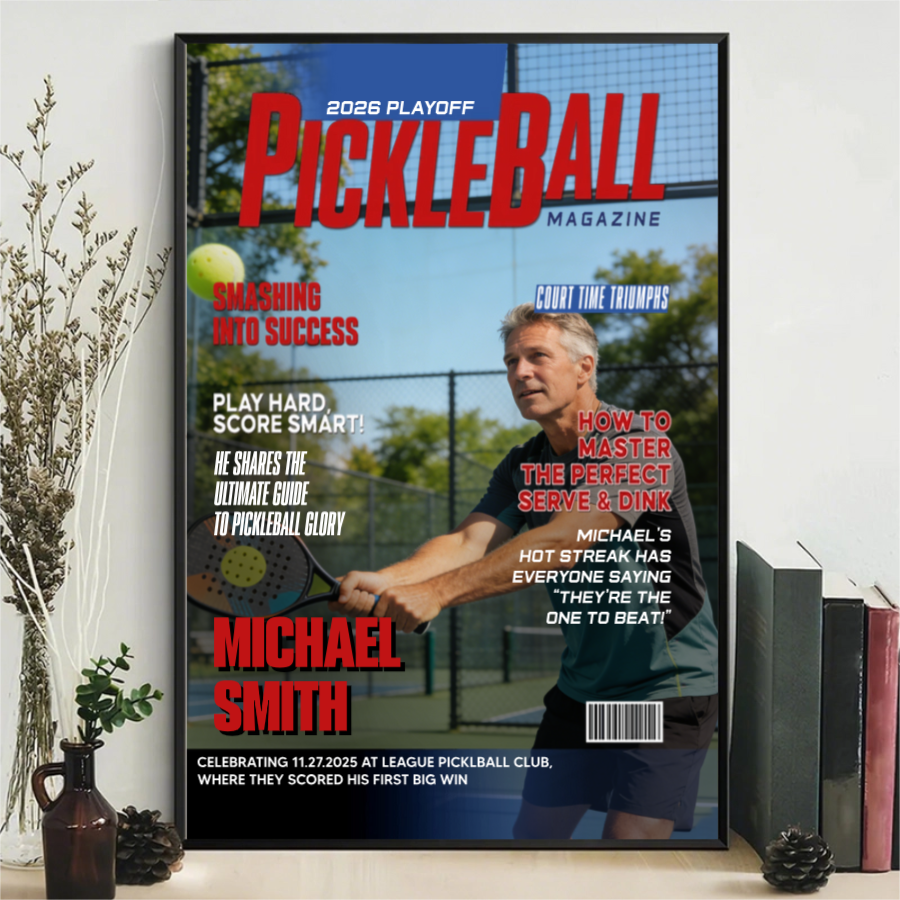 Personalized Pickleball Player Magazine Cover Canvas Poster With Photo & Headlines - Gift For Sport Lovers