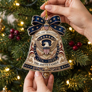 Personalized 250th Birthday Bell Acrylic Ornament With Eagle Bow Art For Christmas Tree Decor