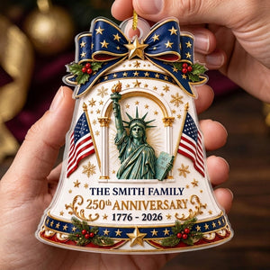 Personalized 250th Anniversary Bell Ornament With Statue Of Liberty For Christmas Tree Decor