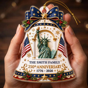 Personalized 250th Anniversary Bell Ornament With Statue Of Liberty For Christmas Tree Decor