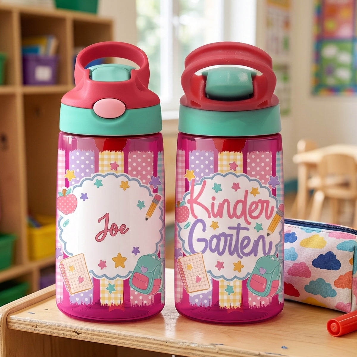 Personalized Name Grade Water Bottle For Kids Back To School Gift