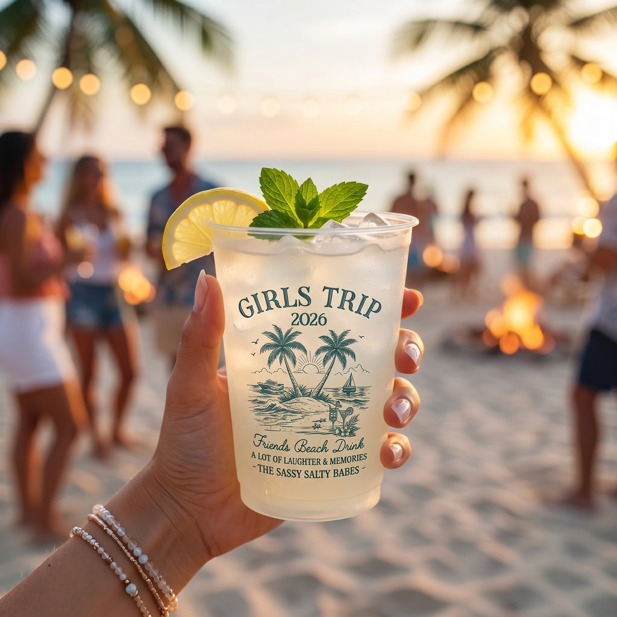 Personalized Hello Summer Vibes Party Cups With Title & Name | Summer Vacation Gifts For Best Friends Family