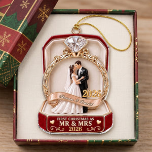 Personalized Couple Name Ornament With First Christmas As Mr & Mrs - Wedding Gift