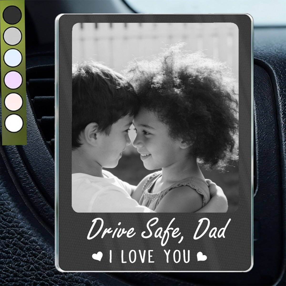 Personalized "Drive Safe" Heartfelt Acrylic Car Vent Clip With Photo & Love Message - Father's Day Valentine's Day Gift For Dad Or Husband