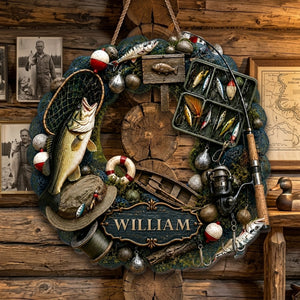 Personalized Name Fishing Wooden Door Sign - A Life Spent Fishing For Lake House Bass Decor