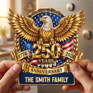 Personalized Acrylic Fridge Magnet - USA 250th Anniversary Gifts For Family - Land Of The Free