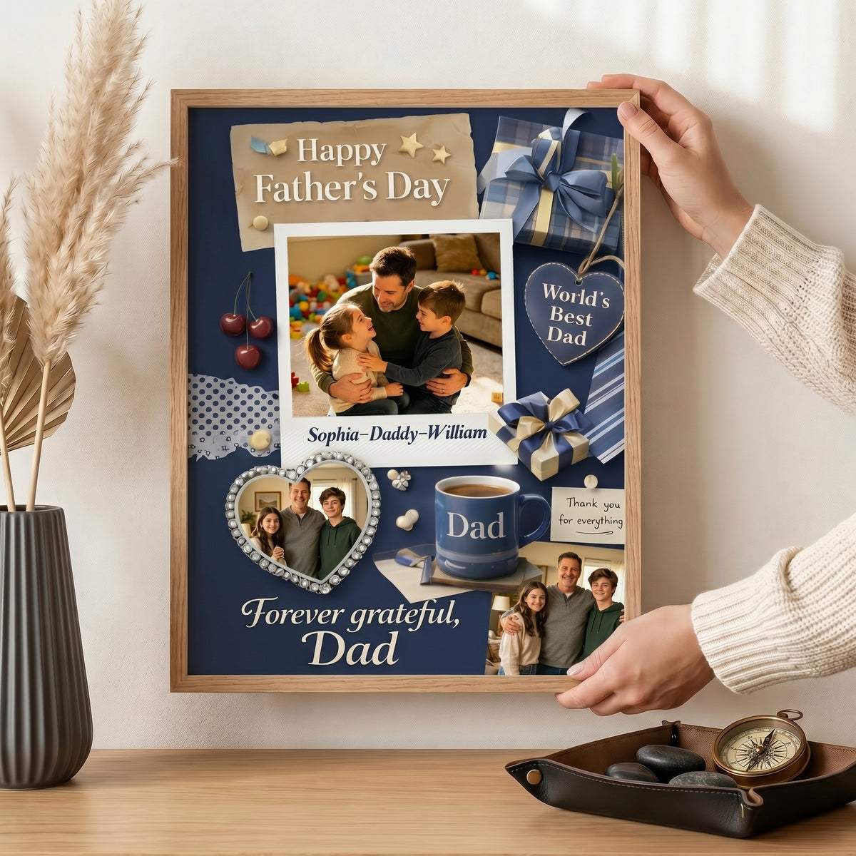 Personalized Happy Father's Day Collage Poster | Gift For Dad And Family