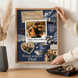 Personalized Happy Father's Day Collage Poster | Gift For Dad And Family