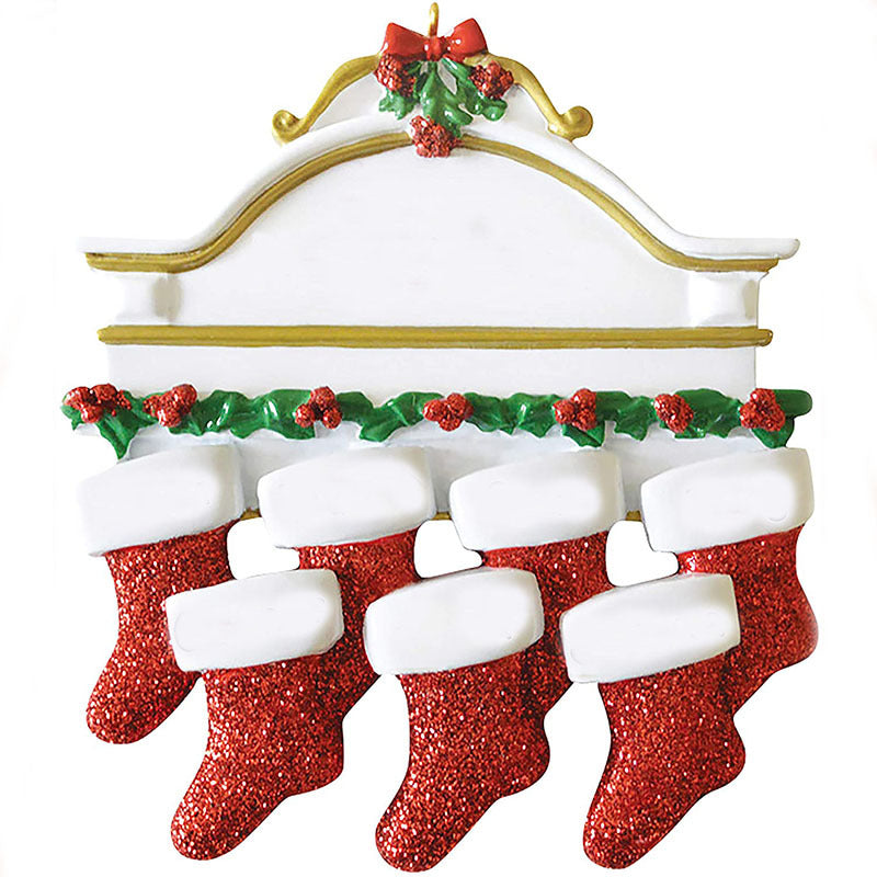 Resin Christmas Socks Family Nameplate Christmas Ornament