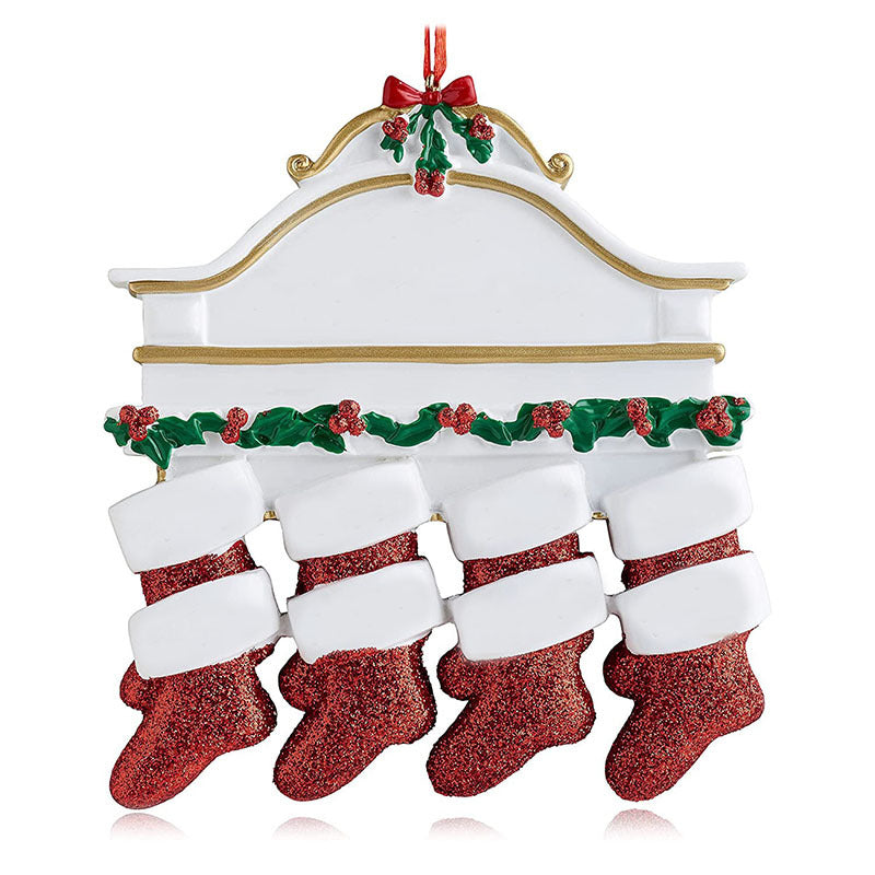 Resin Christmas Socks Family Nameplate Christmas Ornament