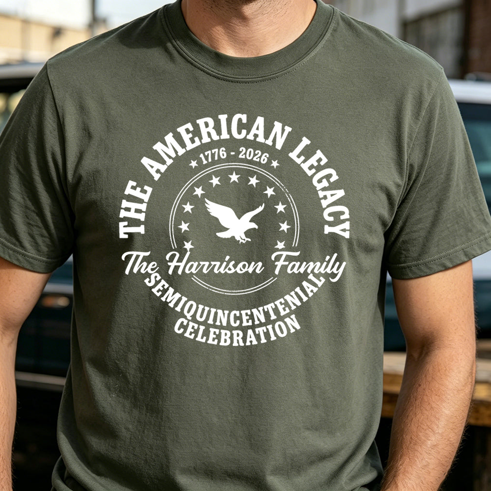 Personalized Vintage "The American Legacy" Tee With Eagle - Independence 250th Gift For Family