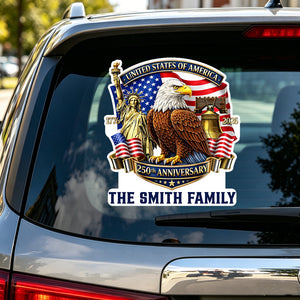 Personalized Eagle Liberty Bell Decal With Family Name - 250th Independence Gift