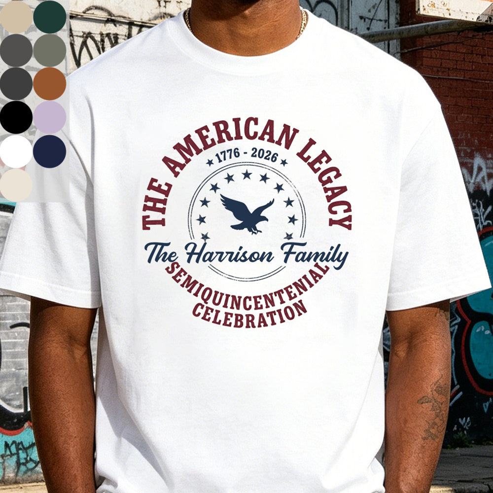 Personalized Vintage "The American Legacy" Tee With Eagle - Independence 250th Gift For Family