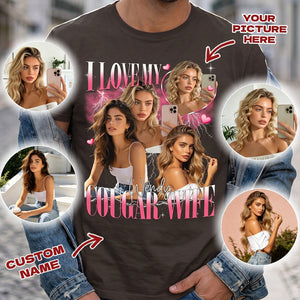 Personalized Photo I Love My Girlfriend T-Shirt With 90s Bootleg Graphic Funny Valentine Gift